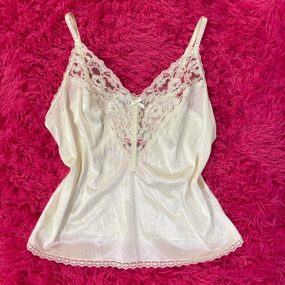 Vintage Lace Trim Satin Camisole - Picture 3 of 5